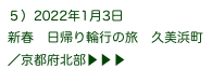 ５）2022年1月3日
新春　日帰り輪行の旅　久美浜町
／京都府北部▶ ▶ ▶